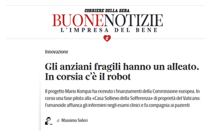 Mario on the pages and website of Corriere della Sera the main Italian newspaper